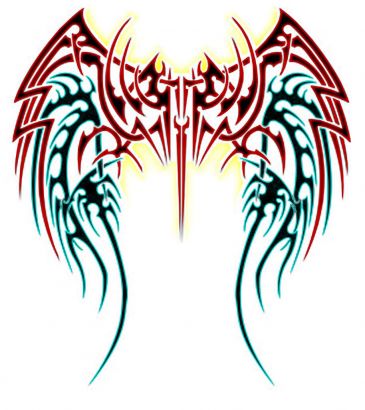 Angel Wings Trible Tattoos Design 